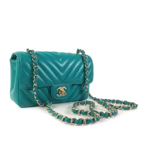 Chanel Mini Chevron Quilted Lambskin Rectangular Flap Crossbody Bag