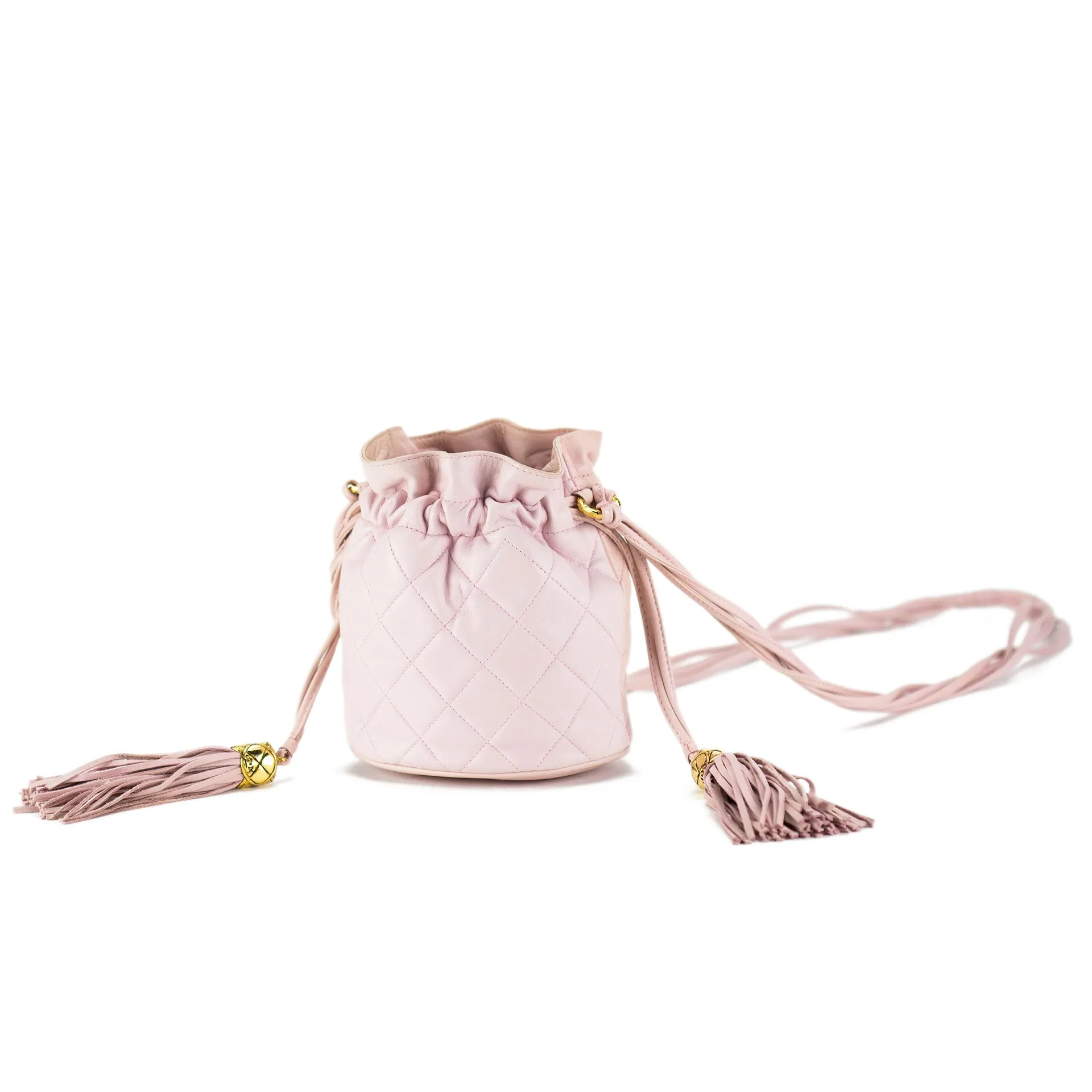 Chanel Pink Lambskin Mini Vintage Drawstring
