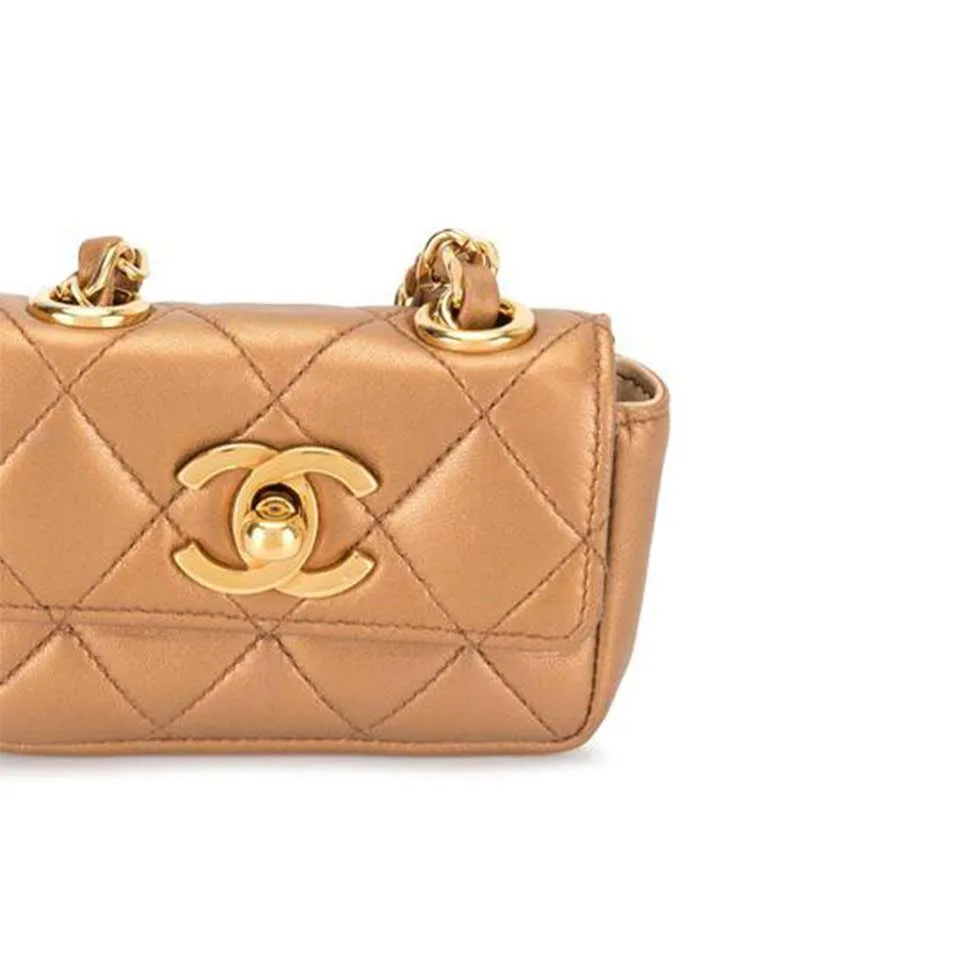 Chanel Waist Classic Flap Rare Vintage 90s Limited Edition Micro Mini Bronze Bag