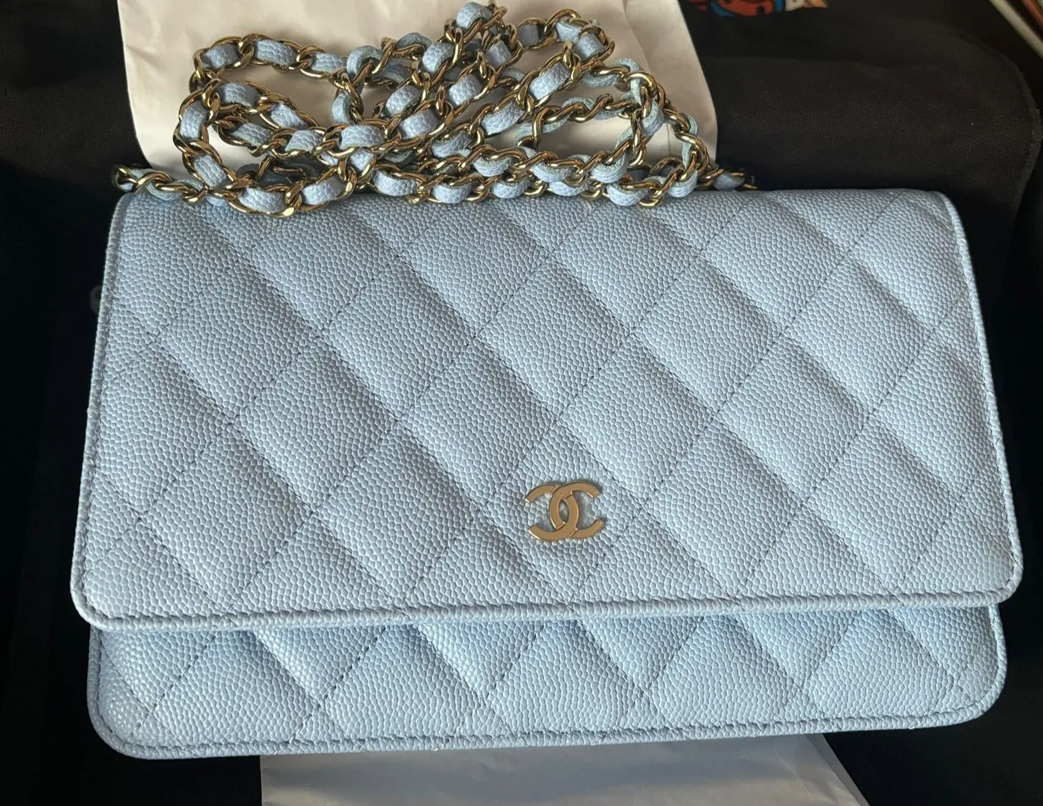 Chanel Wallet On Chain WOC Caviar Leather (Baby Blue)