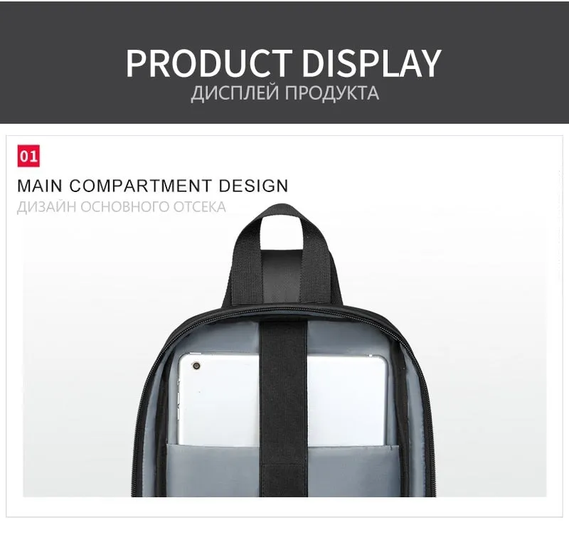 Crossbody Backpack Fits a 9.7 inch Tablet with USB Charger Waterproof Design