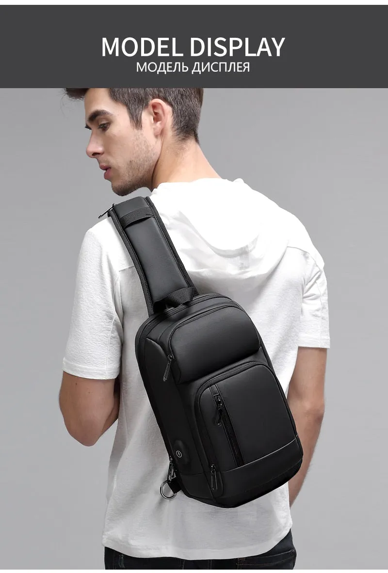 Crossbody Backpack Fits a 9.7 inch Tablet with USB Charger Waterproof Design