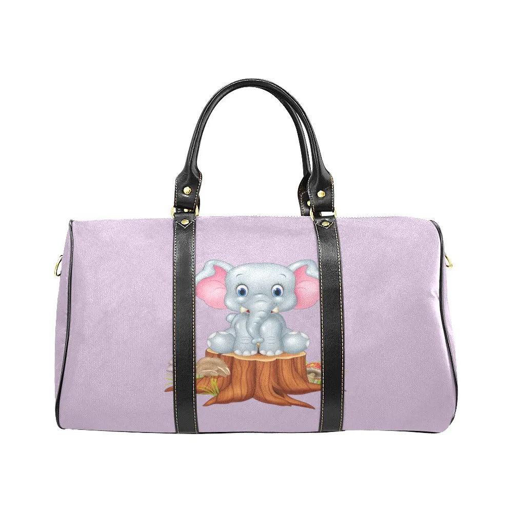Custom Diaper Tote Bag - Super Cute Cartoon Baby Elephant On Lavender - Diaper Travel Bag