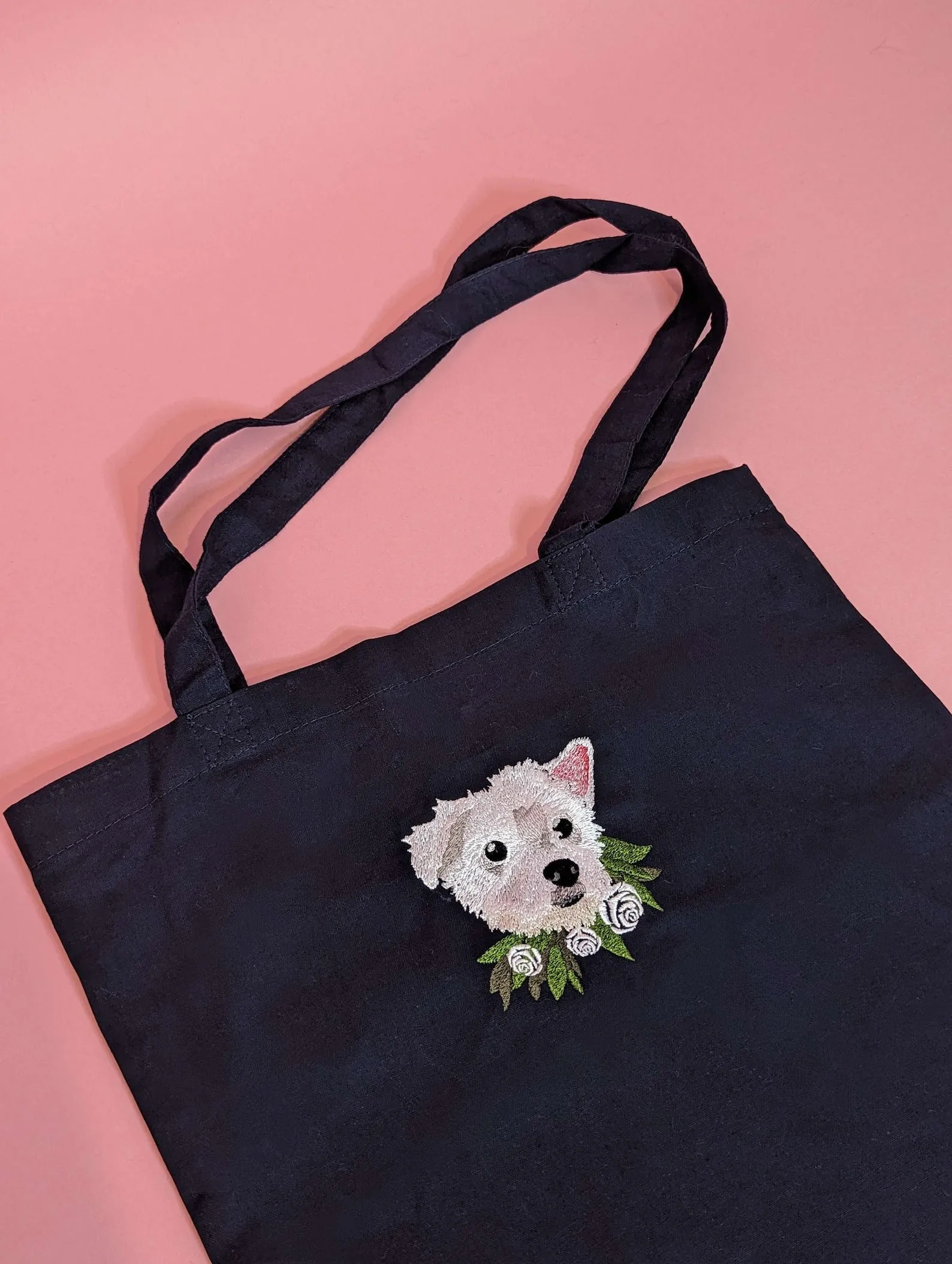 Custom Pet Embroidered Portrait Tote Bag