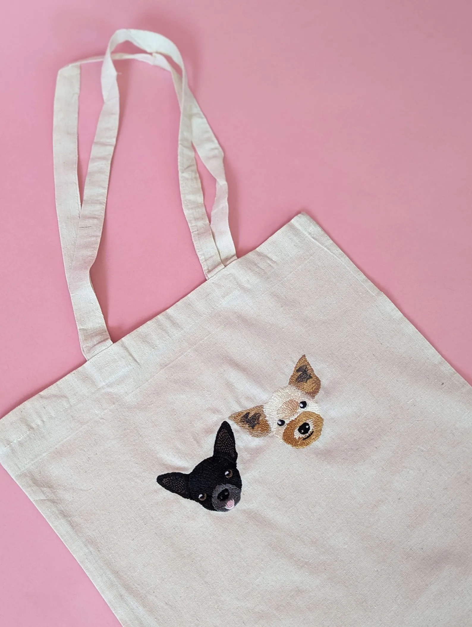 Custom Pet Embroidered Portrait Tote Bag