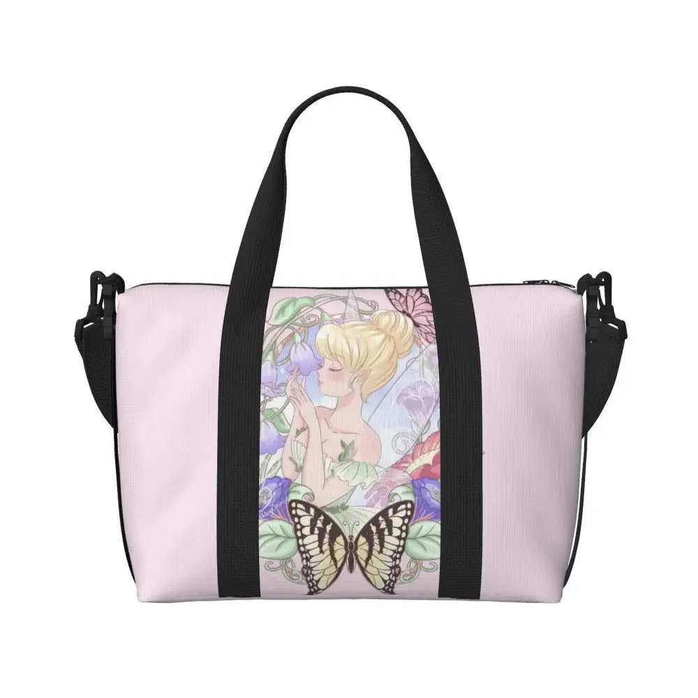 Custom Tinker Bell Stitch Wallpaper Tote Bag Women Large Capacity Beach Gym Travel Bags