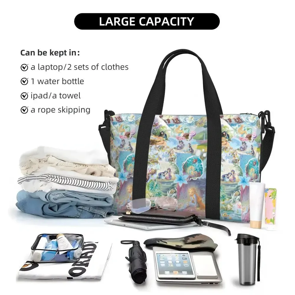 Custom Tinker Bell Stitch Wallpaper Tote Bag Women Large Capacity Beach Gym Travel Bags