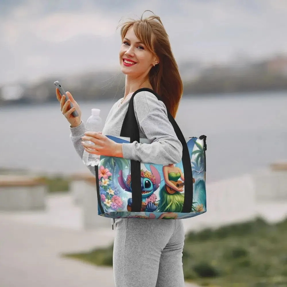 Custom Tinker Bell Stitch Wallpaper Tote Bag Women Large Capacity Beach Gym Travel Bags