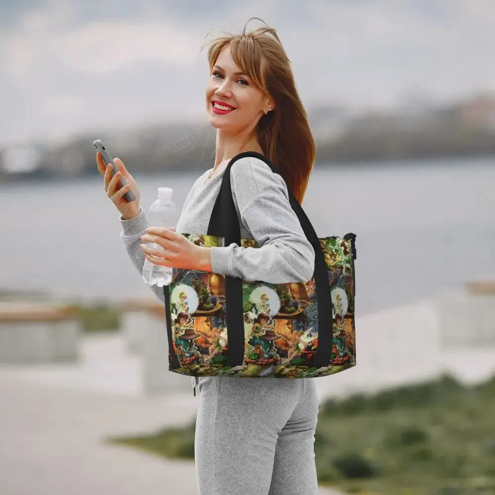 Custom Tinker Bell Stitch Wallpaper Tote Bag Women Large Capacity Beach Gym Travel Bags