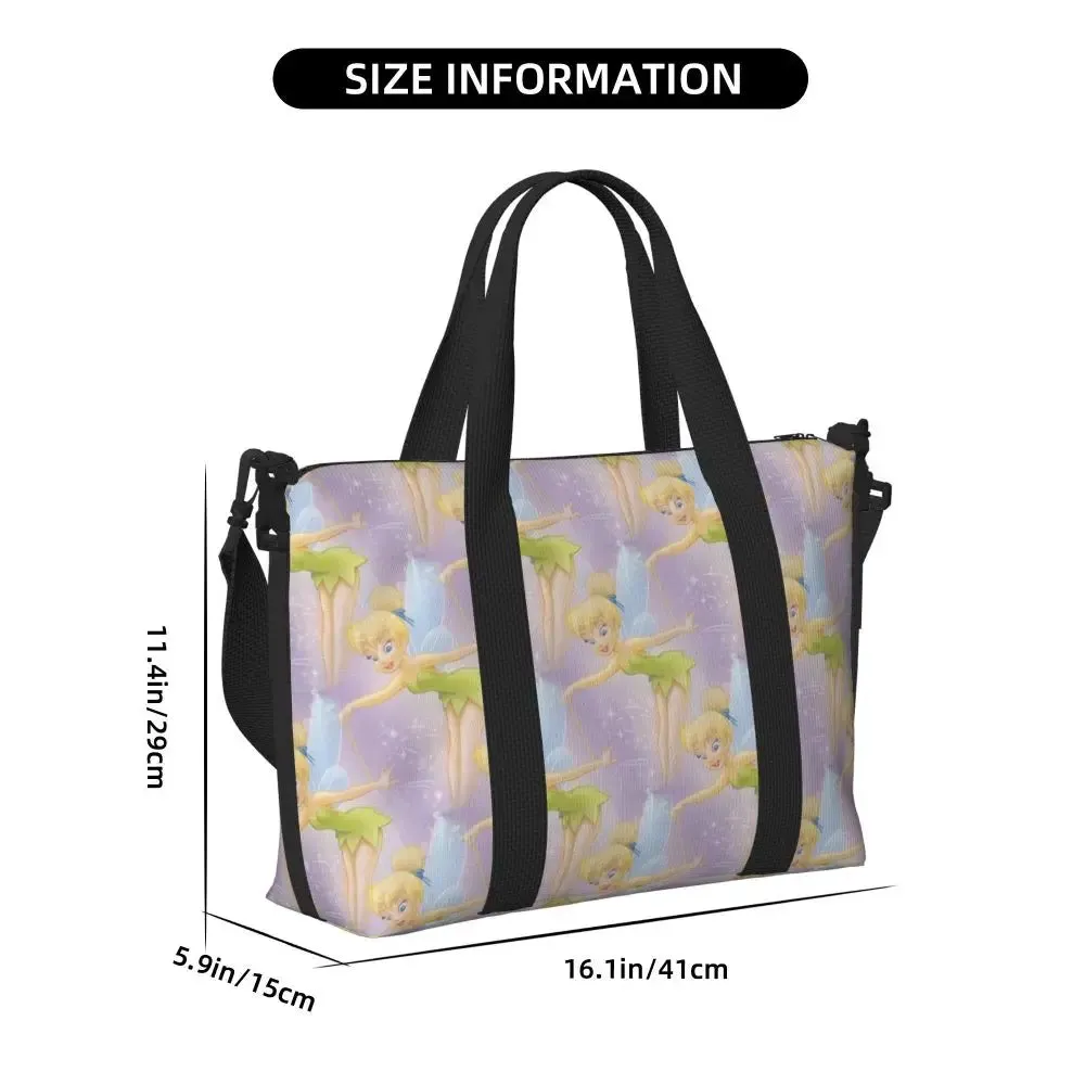 Custom Tinker Bell Stitch Wallpaper Tote Bag Women Large Capacity Beach Gym Travel Bags