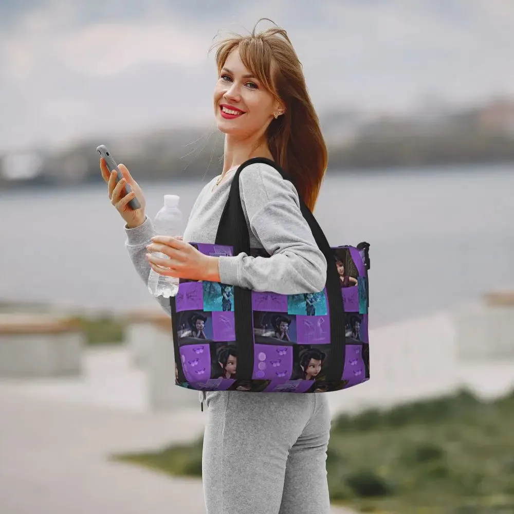 Custom Tinker Bell Stitch Wallpaper Tote Bag Women Large Capacity Beach Gym Travel Bags