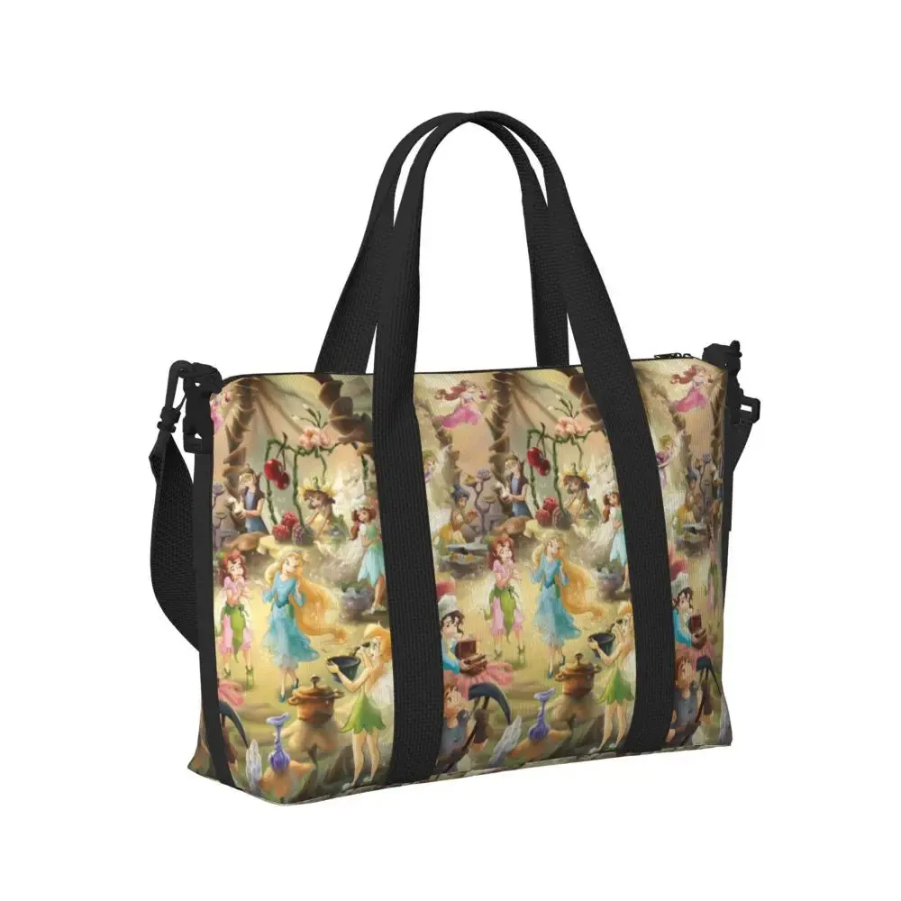 Custom Tinker Bell Stitch Wallpaper Tote Bag Women Large Capacity Beach Gym Travel Bags
