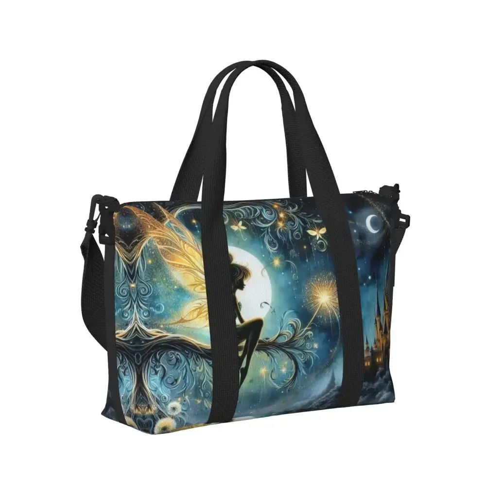 Custom Tinker Bell Stitch Wallpaper Tote Bag Women Large Capacity Beach Gym Travel Bags