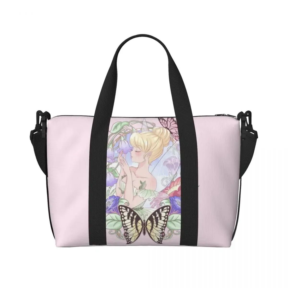 Custom Tinker Bell Stitch Wallpaper Tote Bag Women Large Capacity Beach Gym Travel Bags