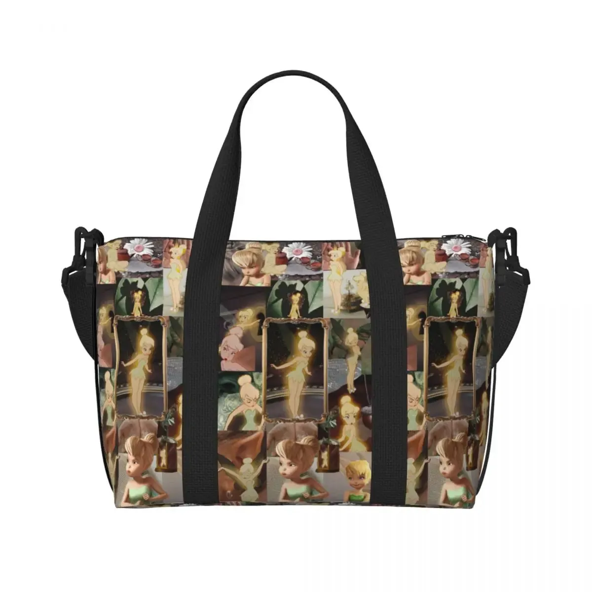Custom Tinker Bell Stitch Wallpaper Tote Bag Women Large Capacity Beach Gym Travel Bags