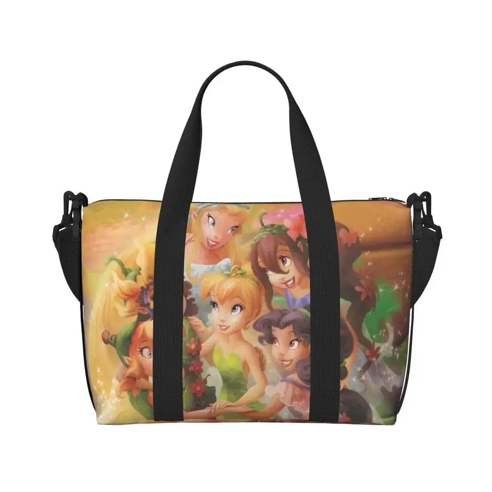 Custom Tinker Bell Stitch Wallpaper Tote Bag Women Large Capacity Beach Gym Travel Bags