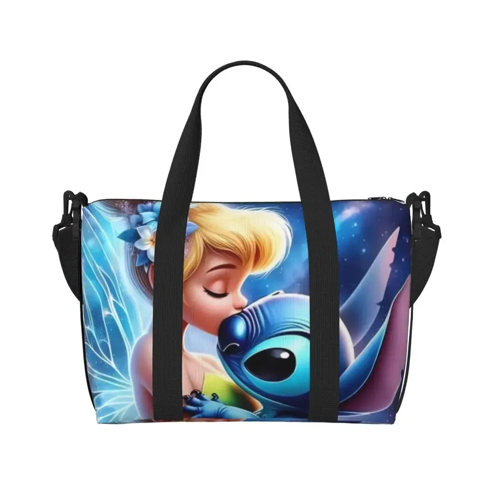 Custom Tinker Bell Stitch Wallpaper Tote Bag Women Large Capacity Beach Gym Travel Bags
