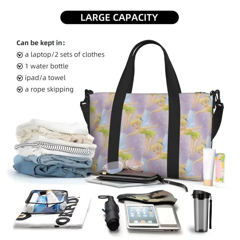 Custom Tinker Bell Stitch Wallpaper Tote Bag Women Large Capacity Beach Gym Travel Bags