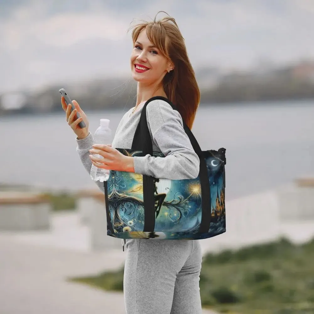 Custom Tinker Bell Stitch Wallpaper Tote Bag Women Large Capacity Beach Gym Travel Bags
