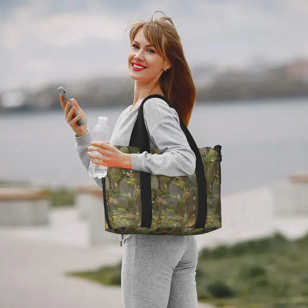 Custom Tinker Bell Stitch Wallpaper Tote Bag Women Large Capacity Beach Gym Travel Bags