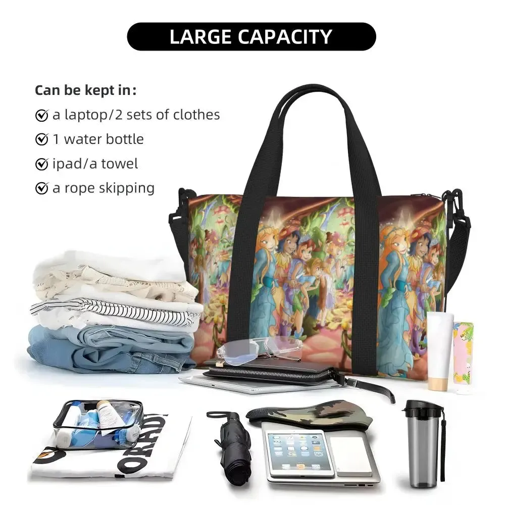 Custom Tinker Bell Stitch Wallpaper Tote Bag Women Large Capacity Beach Gym Travel Bags