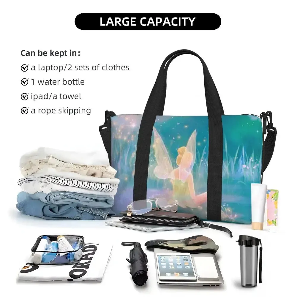 Custom Tinker Bell Stitch Wallpaper Tote Bag Women Large Capacity Beach Gym Travel Bags