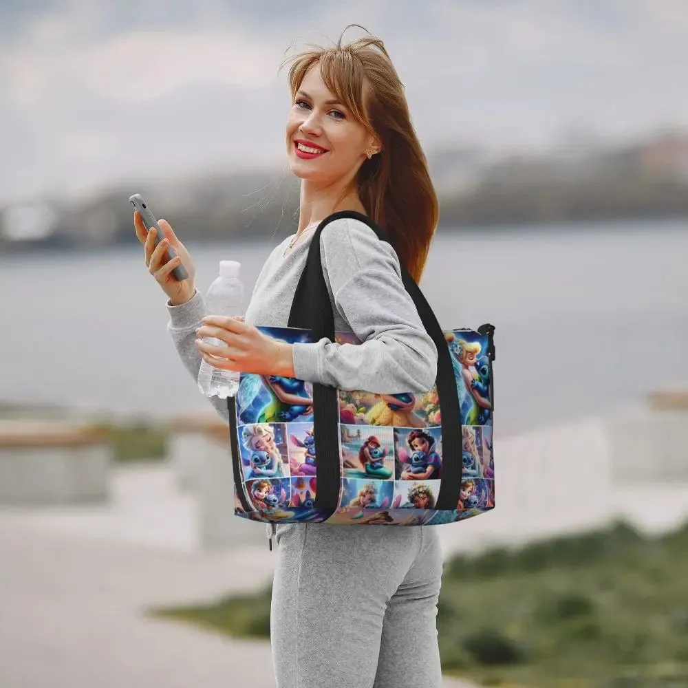 Custom Tinker Bell Stitch Wallpaper Tote Bag Women Large Capacity Beach Gym Travel Bags