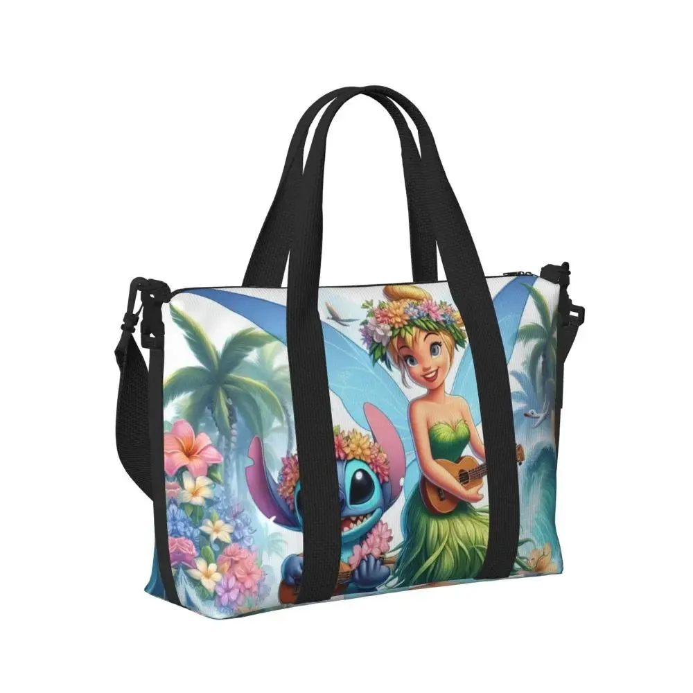 Custom Tinker Bell Stitch Wallpaper Tote Bag Women Large Capacity Beach Gym Travel Bags