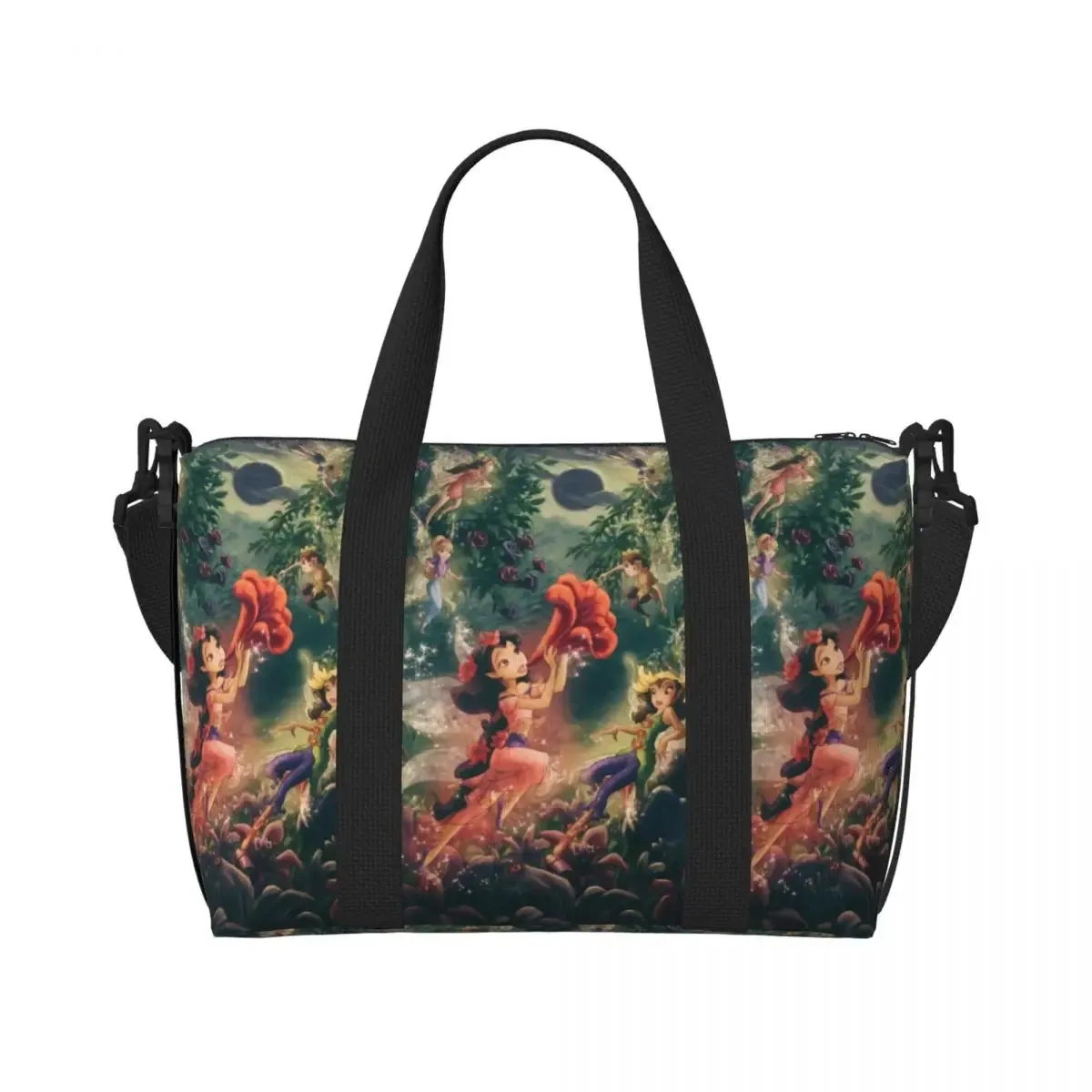 Custom Tinker Bell Stitch Wallpaper Tote Bag Women Large Capacity Beach Gym Travel Bags