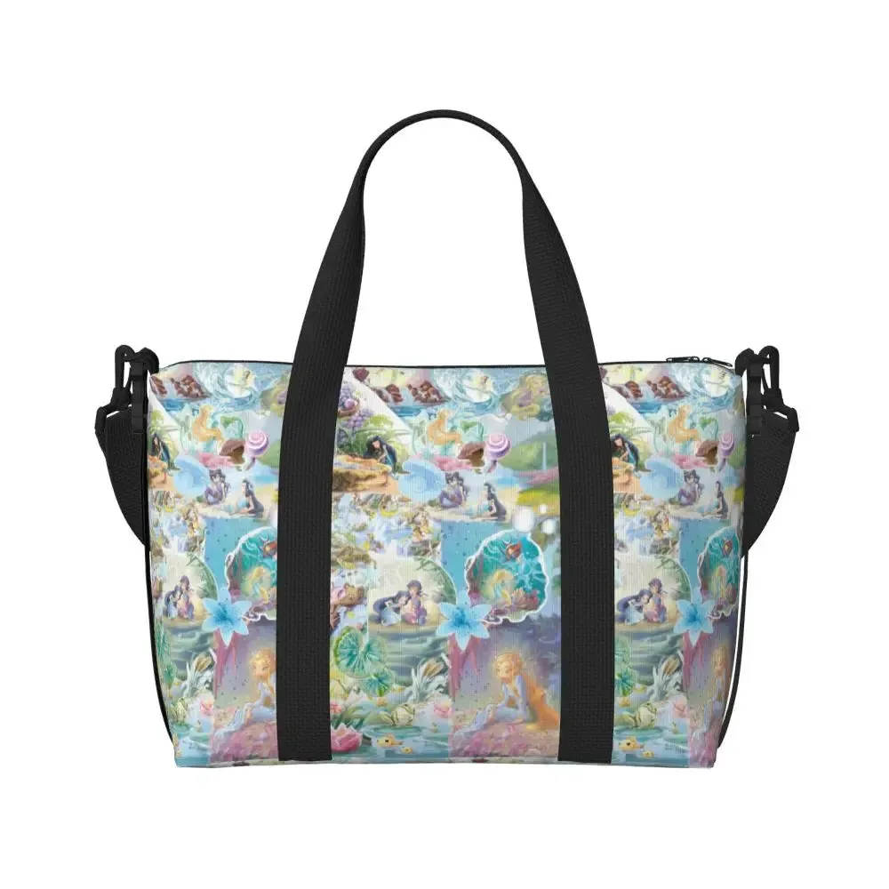 Custom Tinker Bell Stitch Wallpaper Tote Bag Women Large Capacity Beach Gym Travel Bags