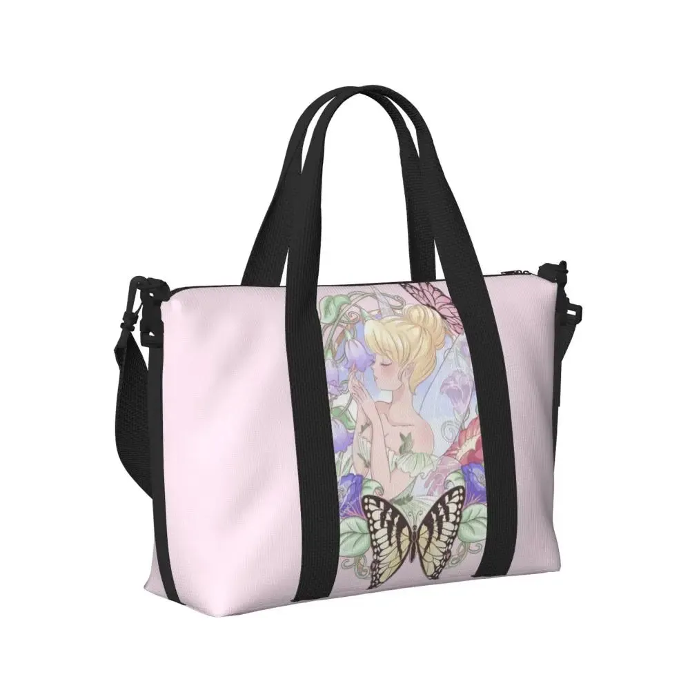 Custom Tinker Bell Stitch Wallpaper Tote Bag Women Large Capacity Beach Gym Travel Bags