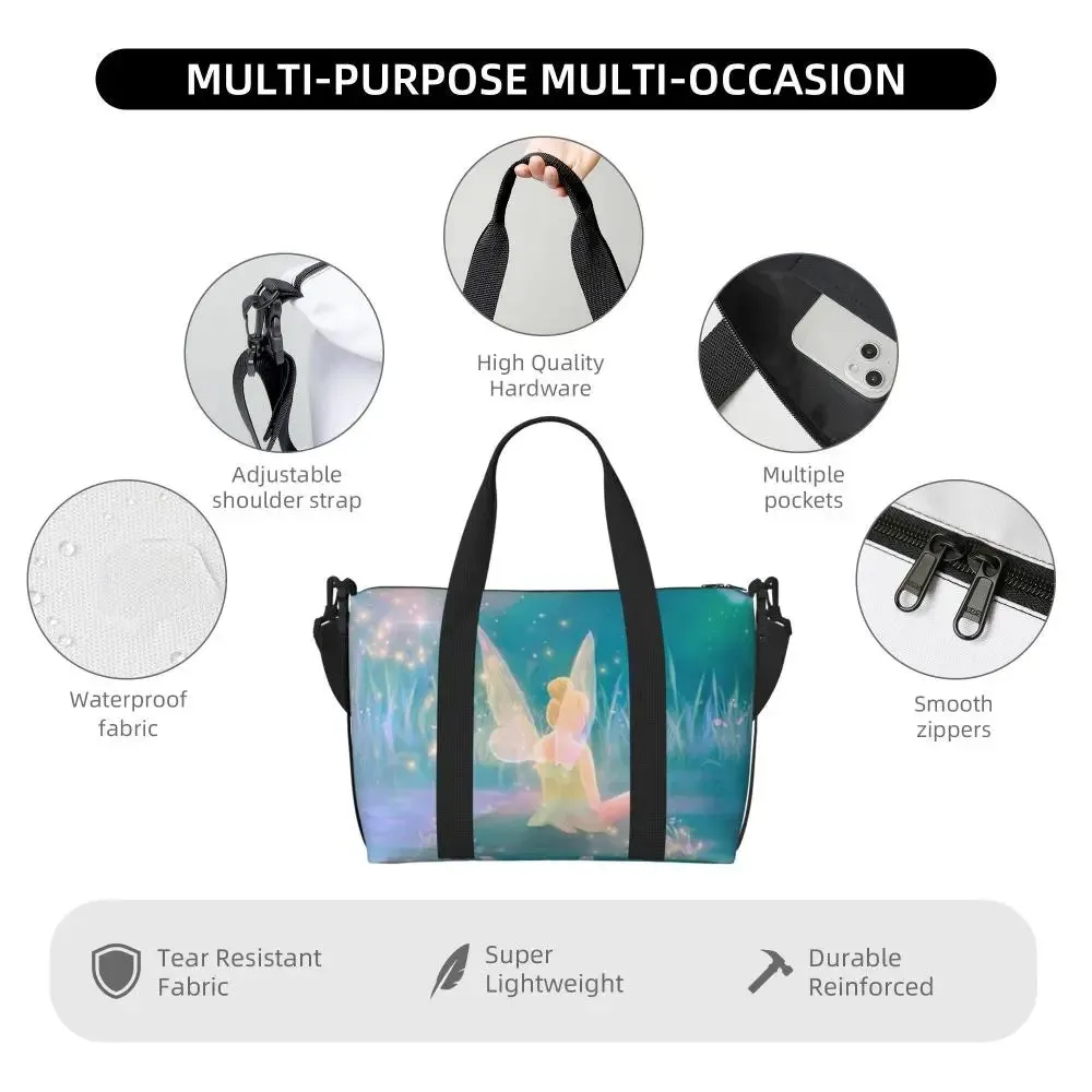 Custom Tinker Bell Stitch Wallpaper Tote Bag Women Large Capacity Beach Gym Travel Bags