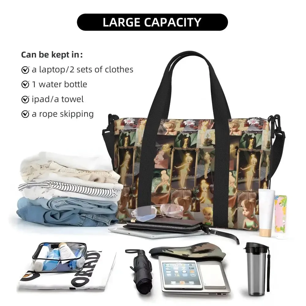 Custom Tinker Bell Stitch Wallpaper Tote Bag Women Large Capacity Beach Gym Travel Bags