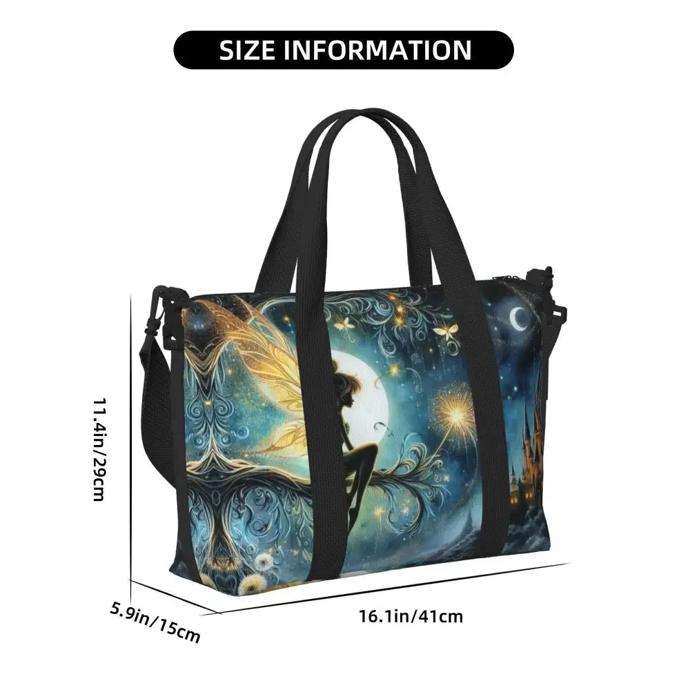 Custom Tinker Bell Stitch Wallpaper Tote Bag Women Large Capacity Beach Gym Travel Bags