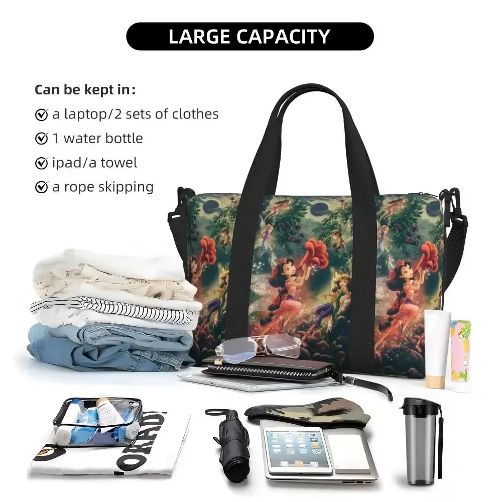 Custom Tinker Bell Stitch Wallpaper Tote Bag Women Large Capacity Beach Gym Travel Bags