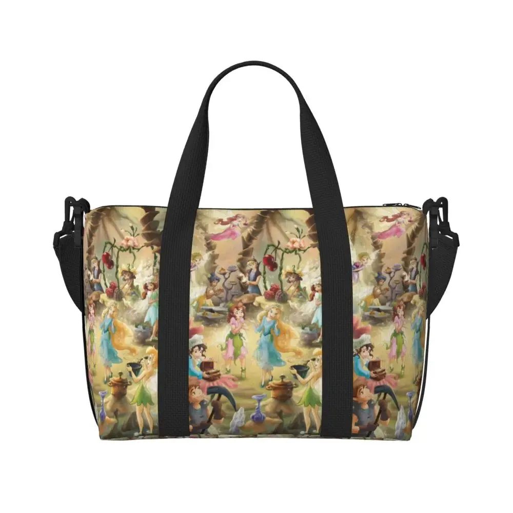 Custom Tinker Bell Stitch Wallpaper Tote Bag Women Large Capacity Beach Gym Travel Bags