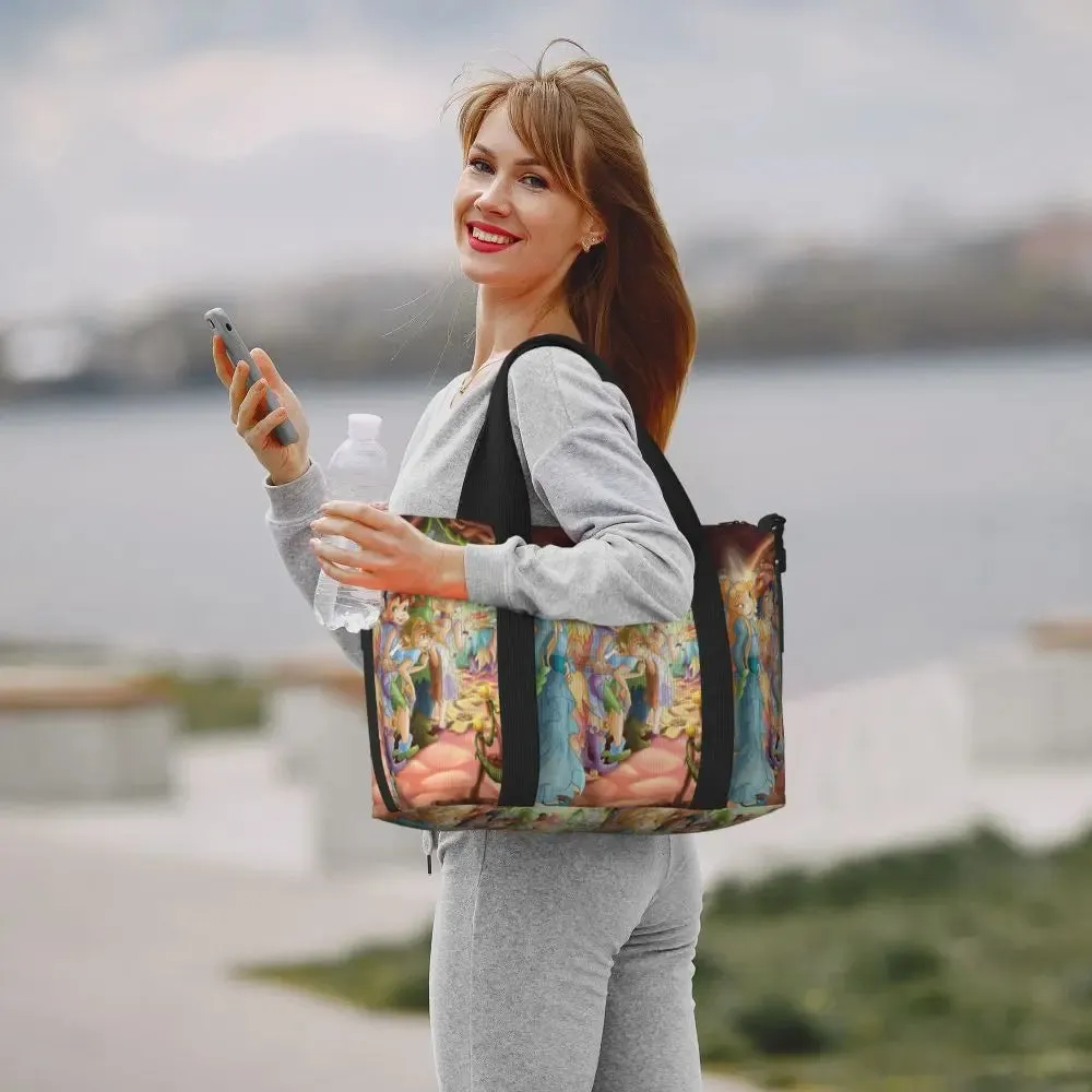 Custom Tinker Bell Stitch Wallpaper Tote Bag Women Large Capacity Beach Gym Travel Bags