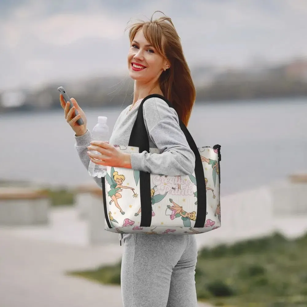 Custom Tinker Bell Stitch Wallpaper Tote Bag Women Large Capacity Beach Gym Travel Bags