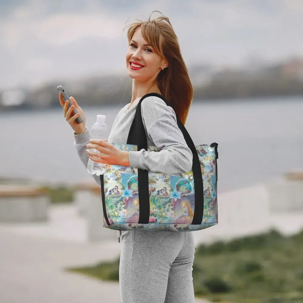 Custom Tinker Bell Stitch Wallpaper Tote Bag Women Large Capacity Beach Gym Travel Bags