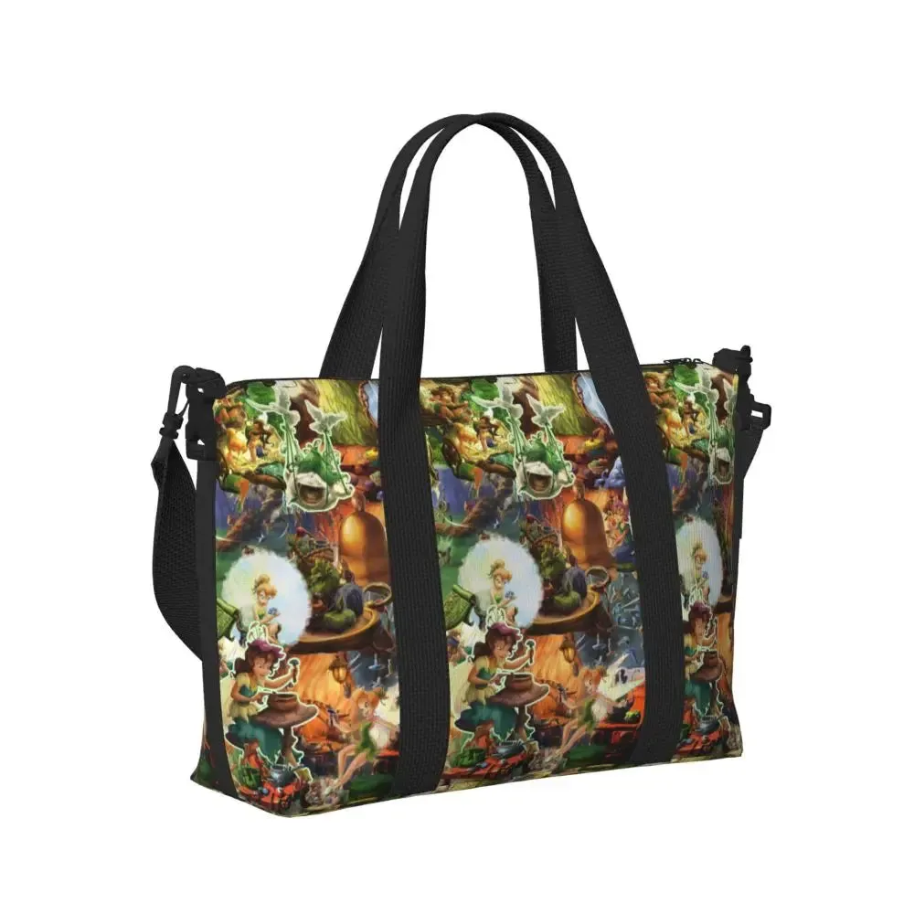 Custom Tinker Bell Stitch Wallpaper Tote Bag Women Large Capacity Beach Gym Travel Bags