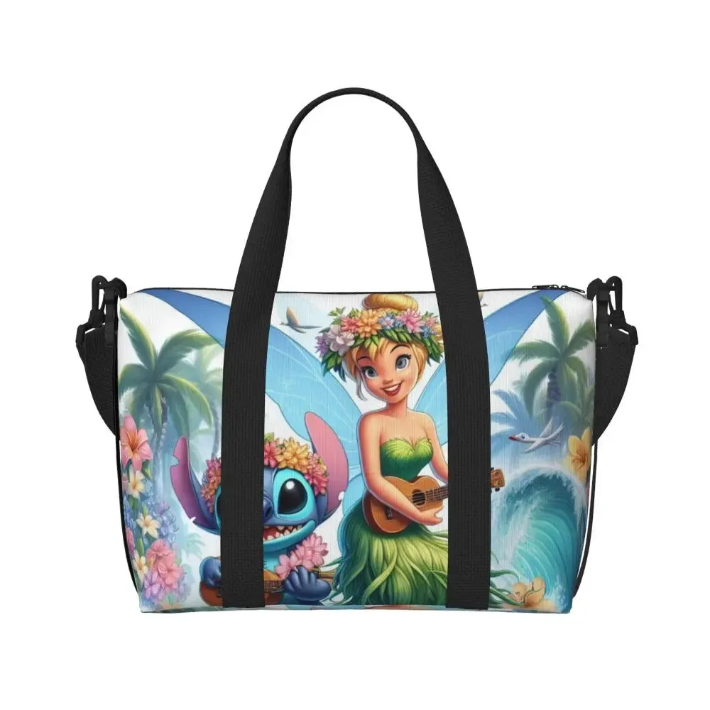 Custom Tinker Bell Stitch Wallpaper Tote Bag Women Large Capacity Beach Gym Travel Bags