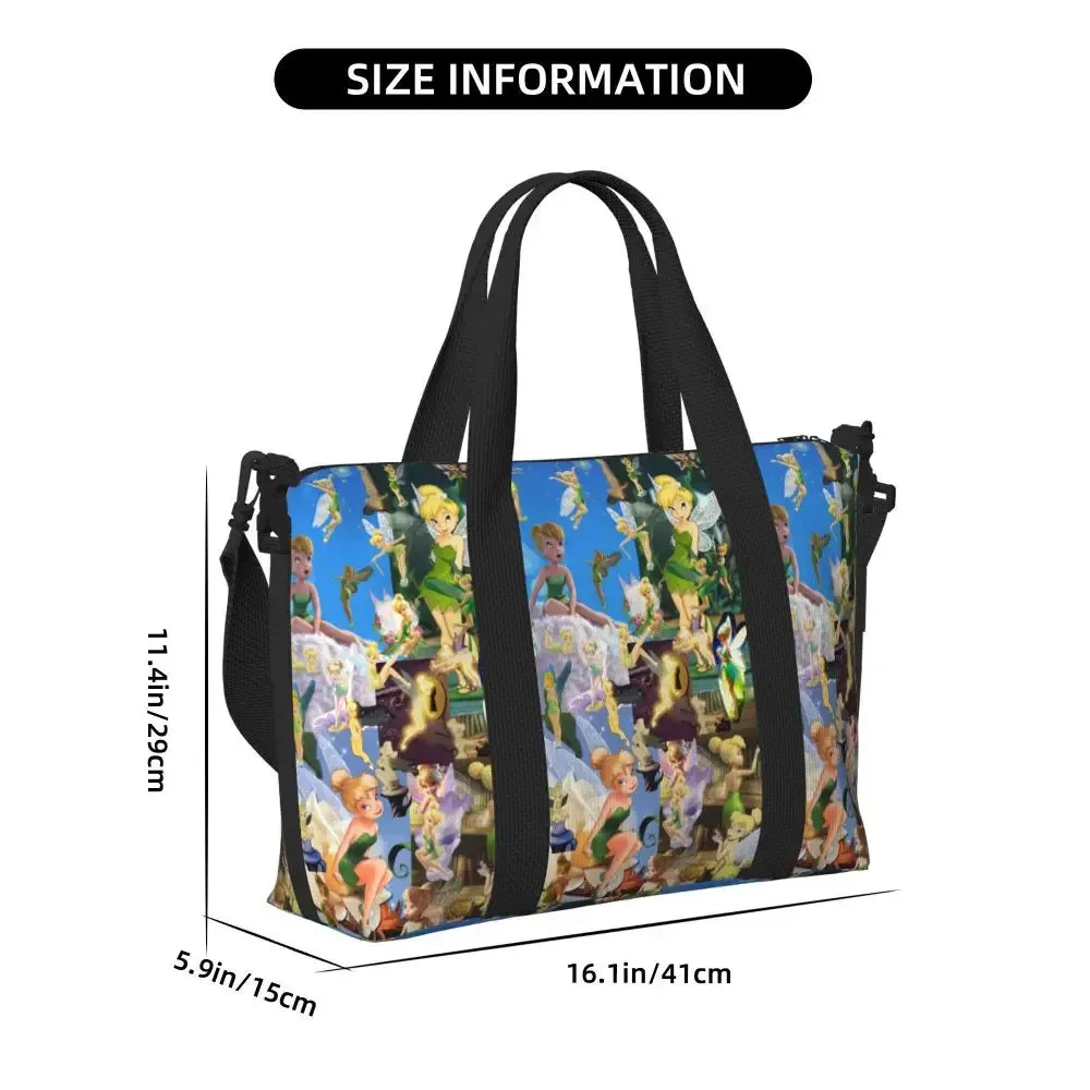 Custom Tinker Bell Stitch Wallpaper Tote Bag Women Large Capacity Beach Gym Travel Bags
