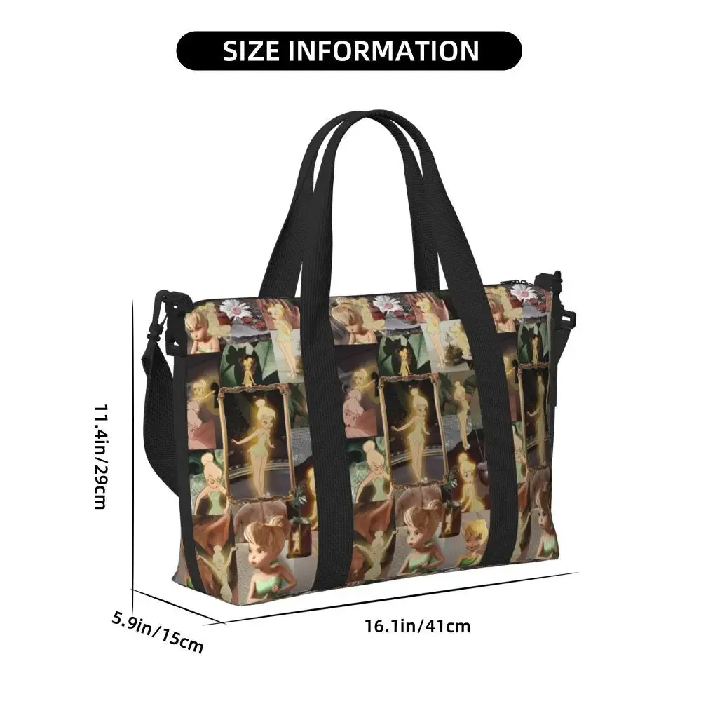 Custom Tinker Bell Stitch Wallpaper Tote Bag Women Large Capacity Beach Gym Travel Bags