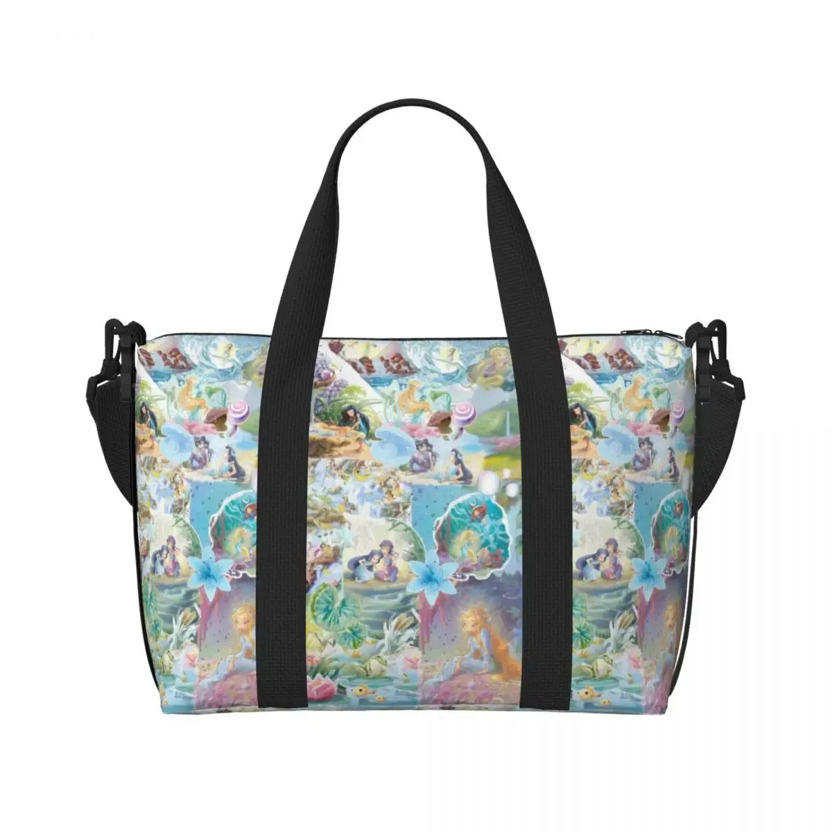Custom Tinker Bell Stitch Wallpaper Tote Bag Women Large Capacity Beach Gym Travel Bags