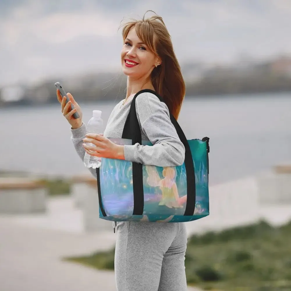 Custom Tinker Bell Stitch Wallpaper Tote Bag Women Large Capacity Beach Gym Travel Bags