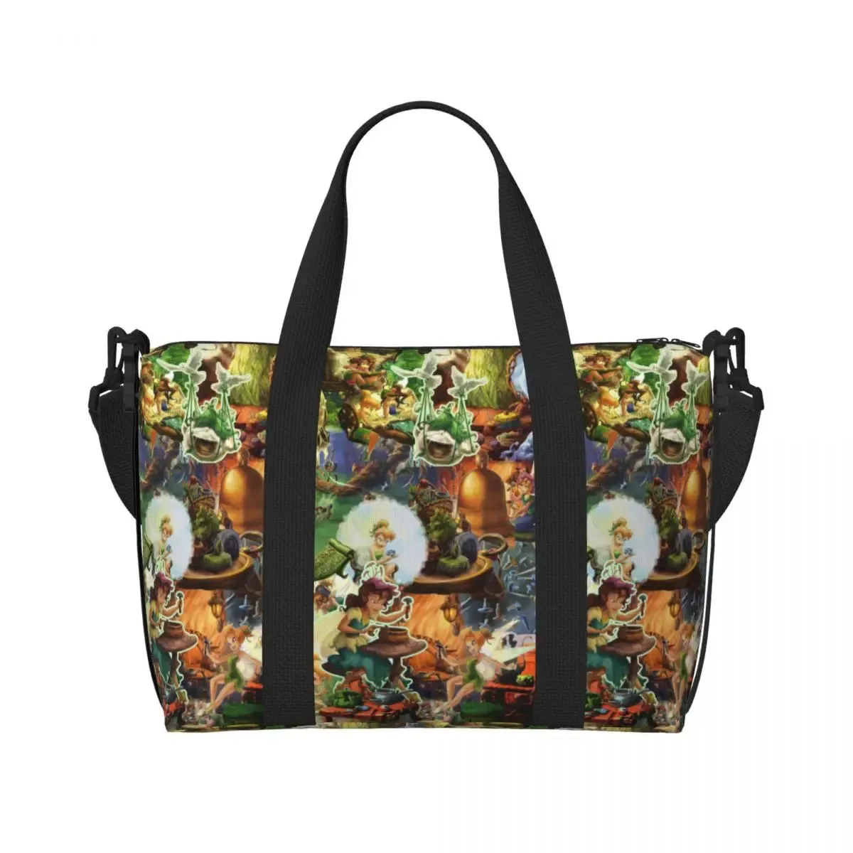 Custom Tinker Bell Stitch Wallpaper Tote Bag Women Large Capacity Beach Gym Travel Bags