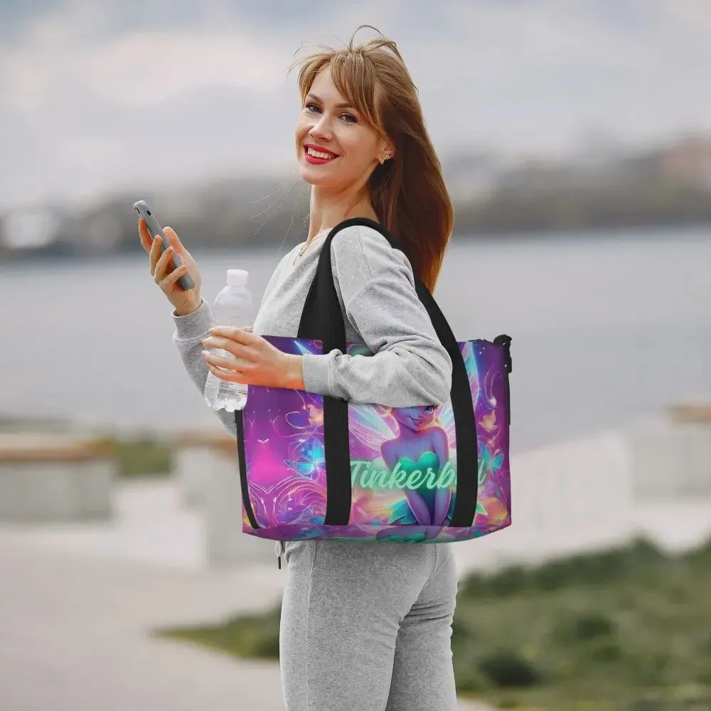 Custom Tinker Bell Stitch Wallpaper Tote Bag Women Large Capacity Beach Gym Travel Bags