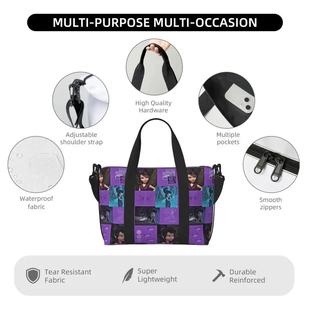 Custom Tinker Bell Stitch Wallpaper Tote Bag Women Large Capacity Beach Gym Travel Bags