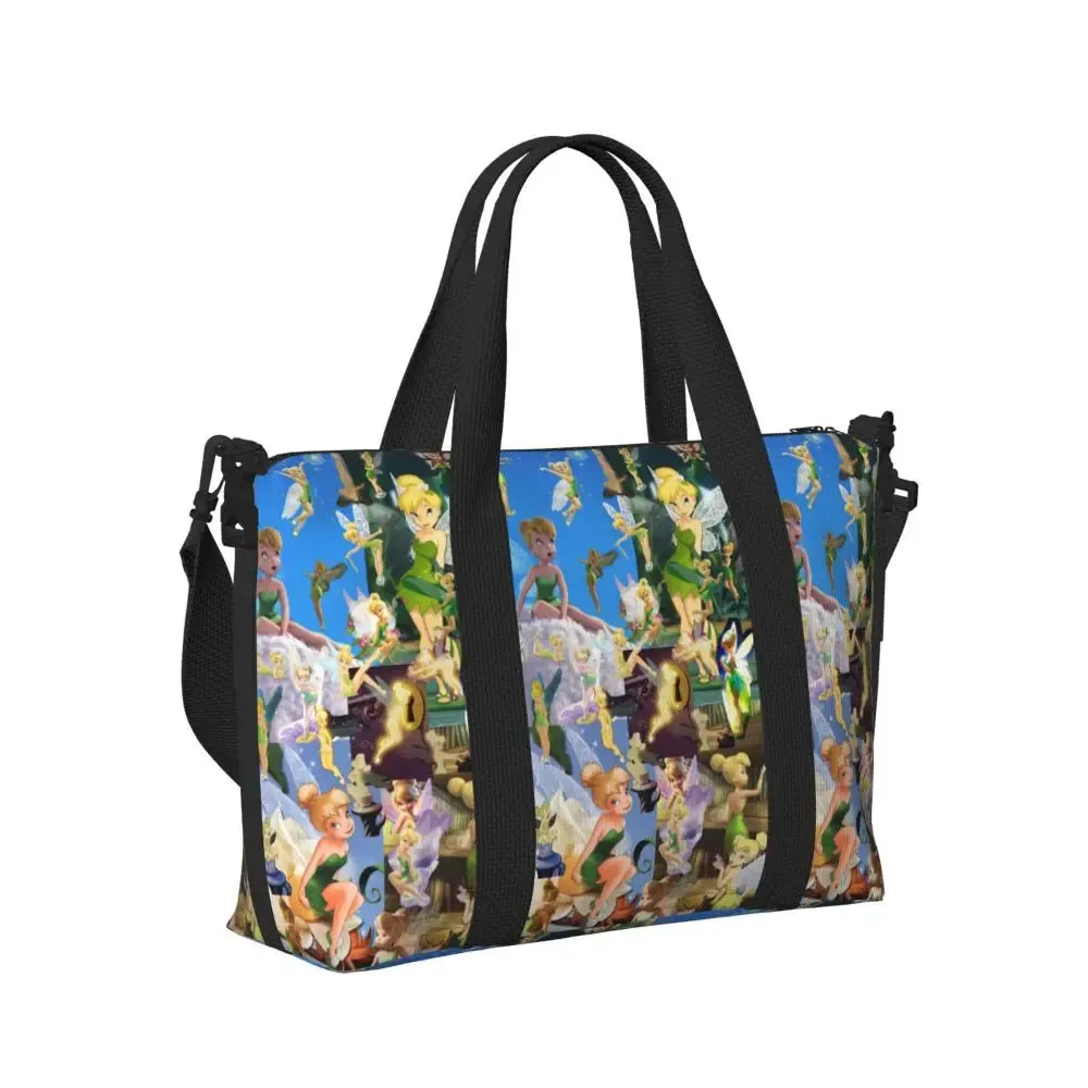 Custom Tinker Bell Stitch Wallpaper Tote Bag Women Large Capacity Beach Gym Travel Bags