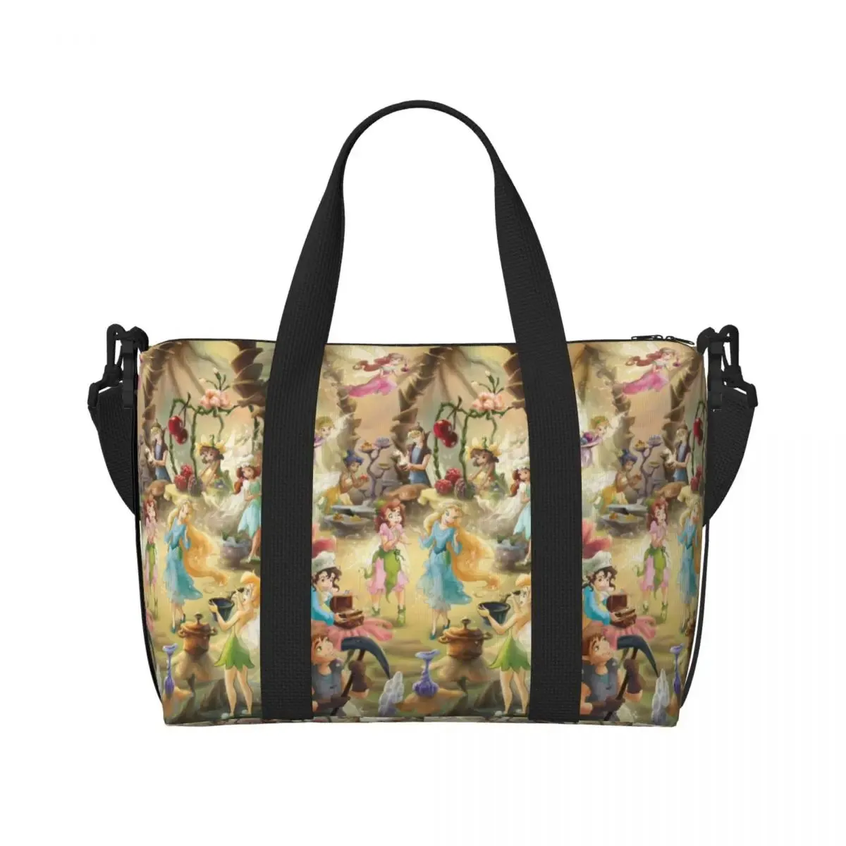 Custom Tinker Bell Stitch Wallpaper Tote Bag Women Large Capacity Beach Gym Travel Bags